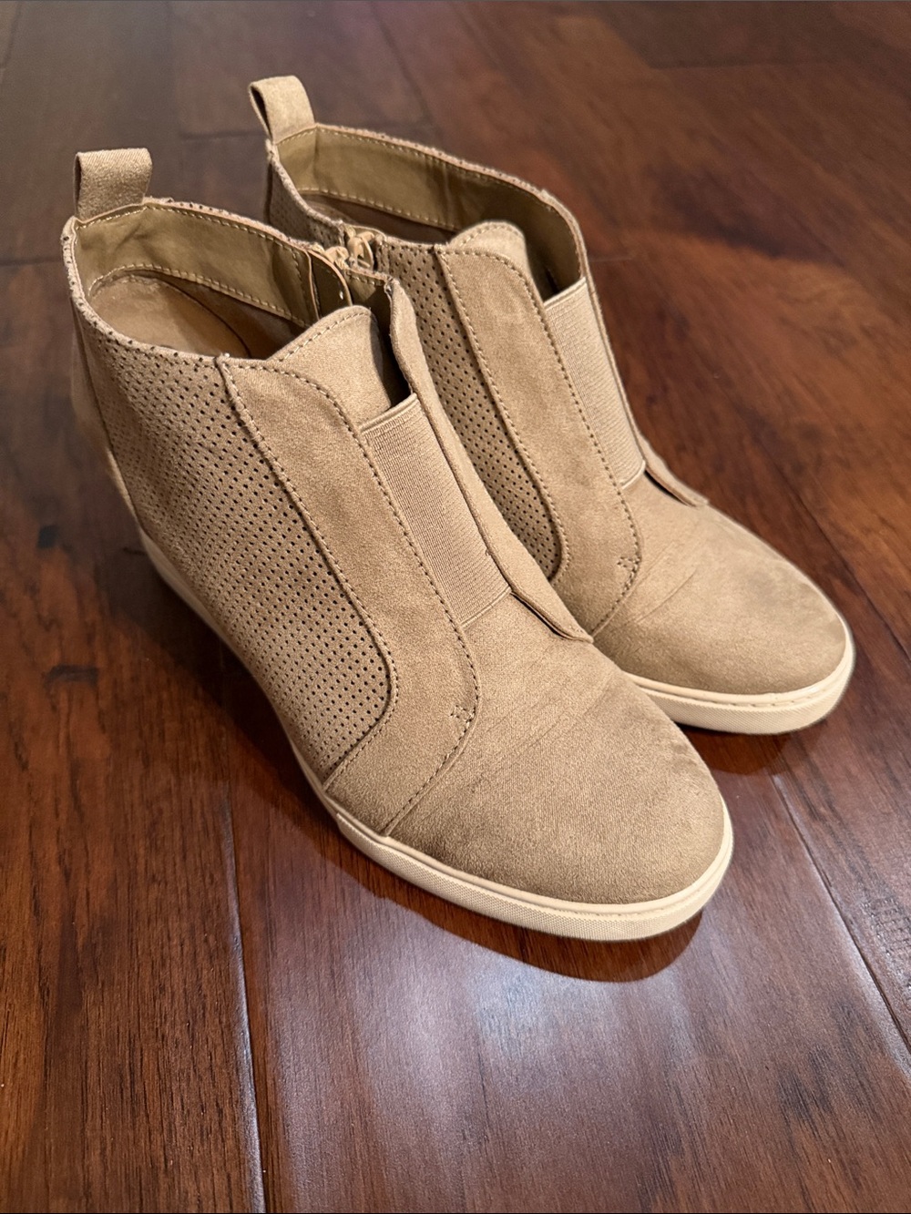 a new day Taupe Wedge Sneaker Booties